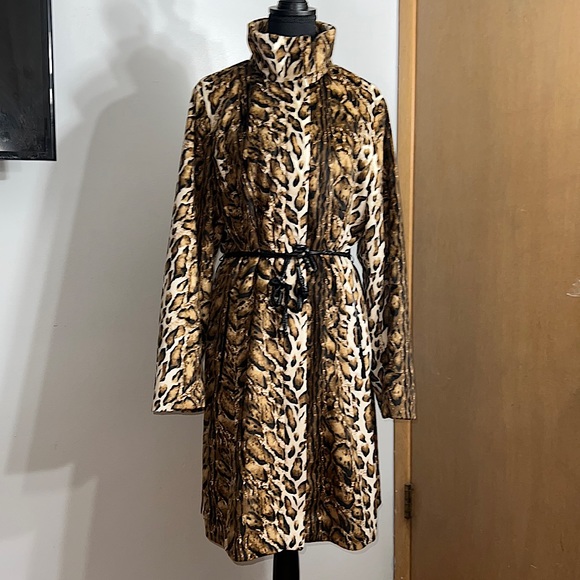 platinum utex Jackets & Blazers - PLATINUM UTEX LEOPARD PRINT LINED PEA COAT